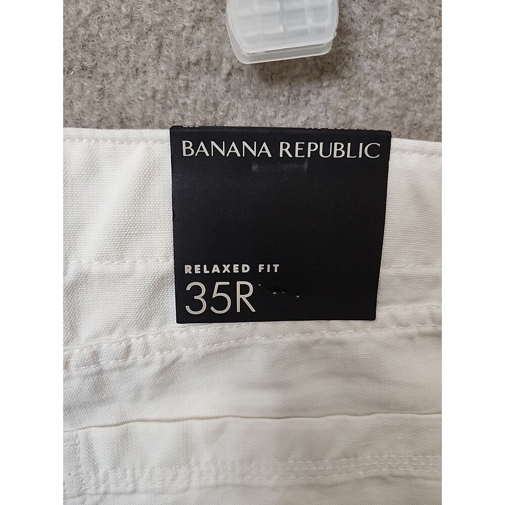 Banana Republic Dockside Pants Mens 35 Cream Linen Blend Beach Vacation NEW - Picture 8 of 11